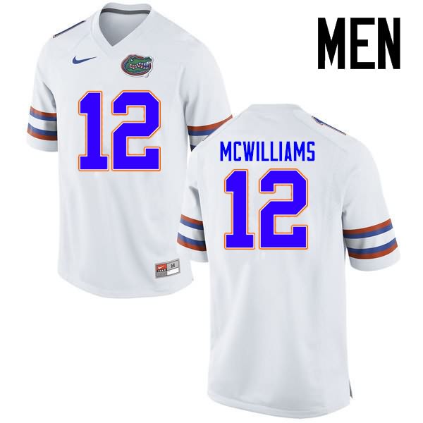 Men's NCAA Florida Gators C.J. McWilliams #12 Stitched Authentic Nike White College Football Jersey VIN8265DV